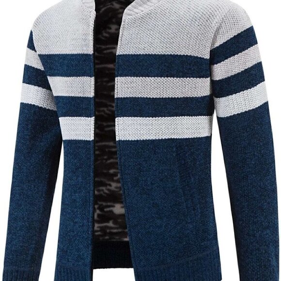 Blue and Grey Mens Cardigan - Picture 6 of 7